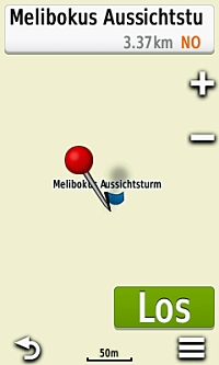 Melibokus Aussichtsturm angezeigt auf der Garmin Basiskarte am Oregon 600